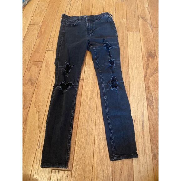 Hollister black distressed highrise crop super skinny classic stretch 1R w25 l26 - Picture 1 of 10